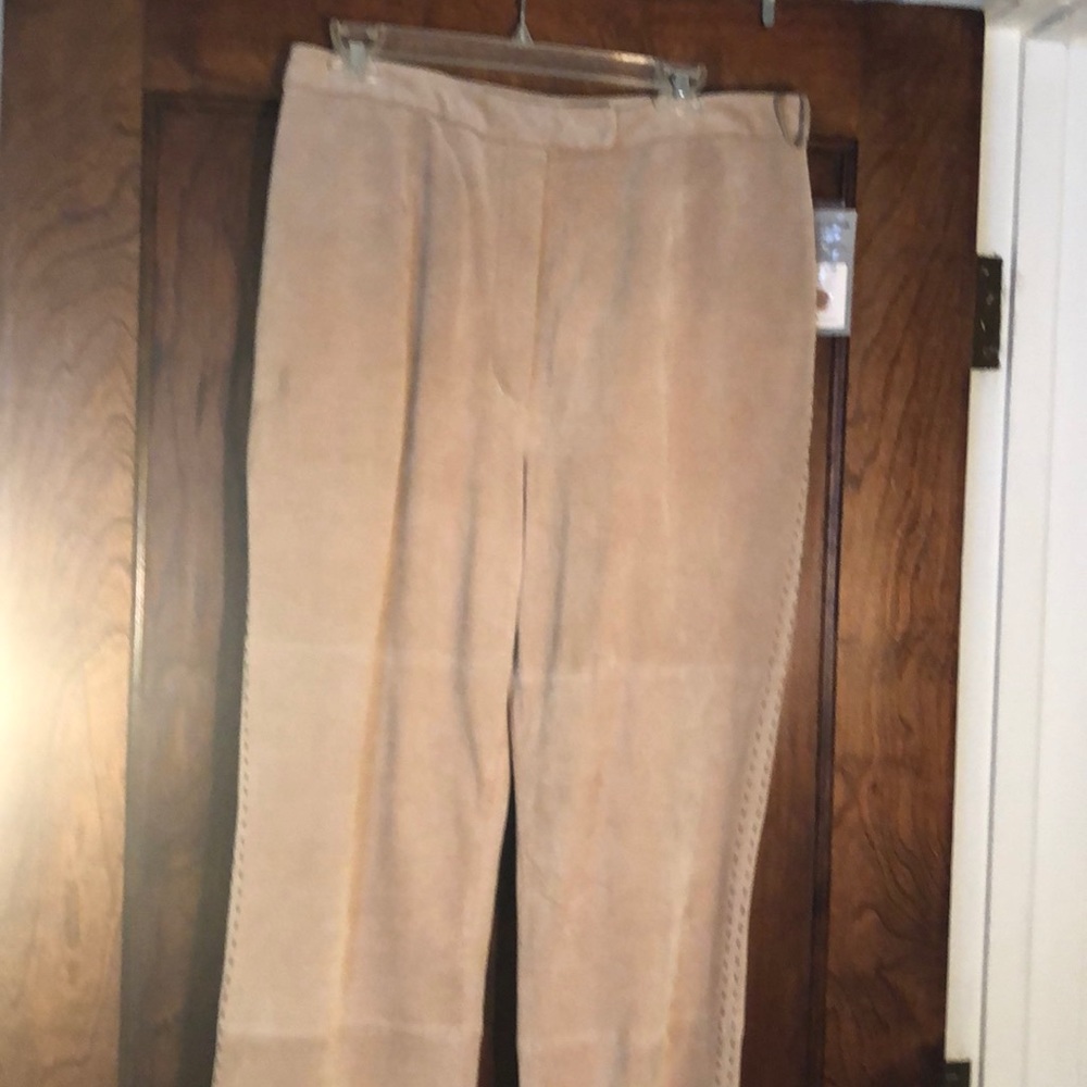 Suede pants tan. Size 14 with tags